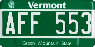 VT license plate AFF553