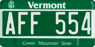 VT license plate AFF554