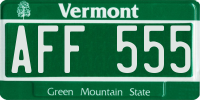 VT license plate AFF555