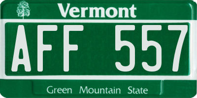 VT license plate AFF557