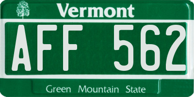 VT license plate AFF562