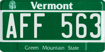 VT license plate AFF563