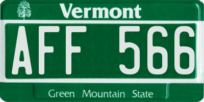 VT license plate AFF566