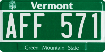 VT license plate AFF571