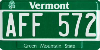 VT license plate AFF572