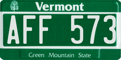 VT license plate AFF573
