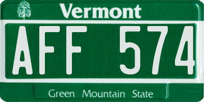VT license plate AFF574