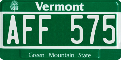 VT license plate AFF575