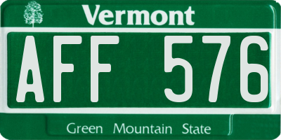 VT license plate AFF576
