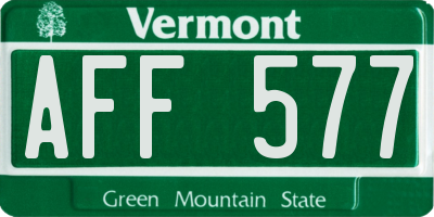 VT license plate AFF577