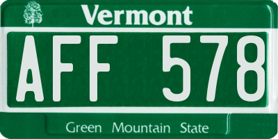 VT license plate AFF578