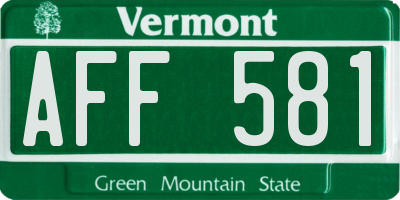 VT license plate AFF581