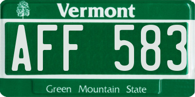 VT license plate AFF583