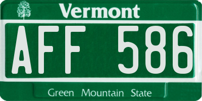 VT license plate AFF586