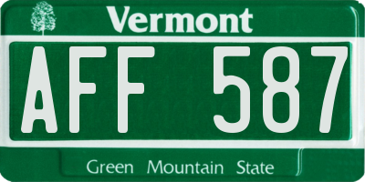 VT license plate AFF587