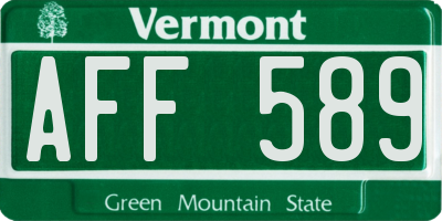 VT license plate AFF589