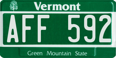 VT license plate AFF592