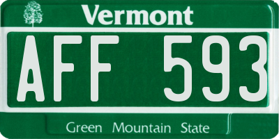 VT license plate AFF593