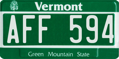 VT license plate AFF594