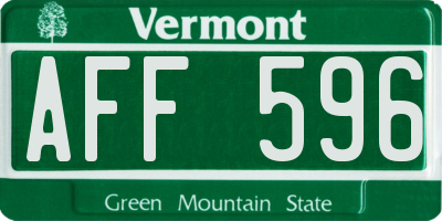 VT license plate AFF596