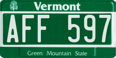 VT license plate AFF597