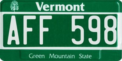 VT license plate AFF598