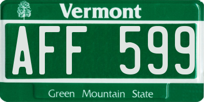 VT license plate AFF599