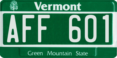 VT license plate AFF601