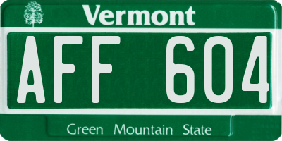 VT license plate AFF604