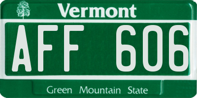VT license plate AFF606