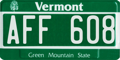 VT license plate AFF608