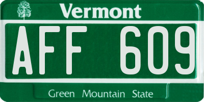 VT license plate AFF609