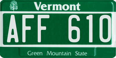VT license plate AFF610