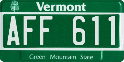 VT license plate AFF611