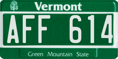 VT license plate AFF614