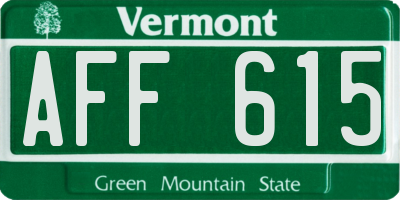 VT license plate AFF615