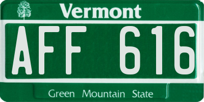 VT license plate AFF616