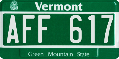 VT license plate AFF617