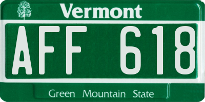 VT license plate AFF618