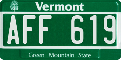 VT license plate AFF619
