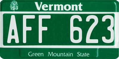 VT license plate AFF623