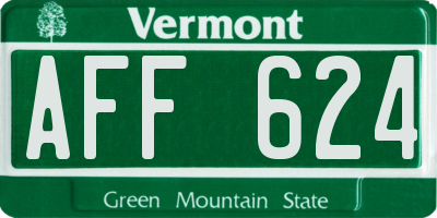 VT license plate AFF624