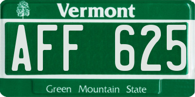 VT license plate AFF625