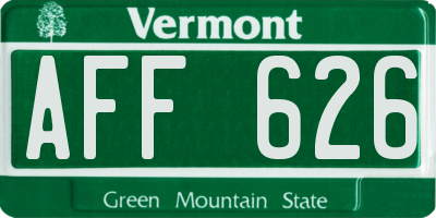 VT license plate AFF626