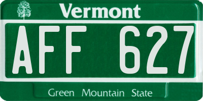 VT license plate AFF627