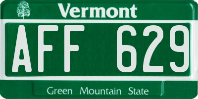 VT license plate AFF629