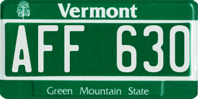 VT license plate AFF630