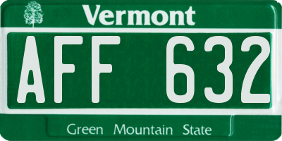 VT license plate AFF632