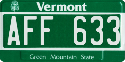 VT license plate AFF633