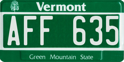 VT license plate AFF635